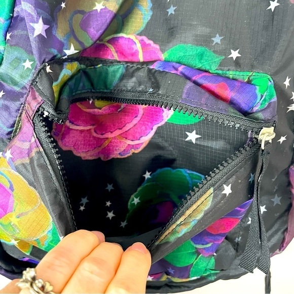 Cynthia Rowley Floral & Star Print Backpack Black NWT - Picture 3 of 10